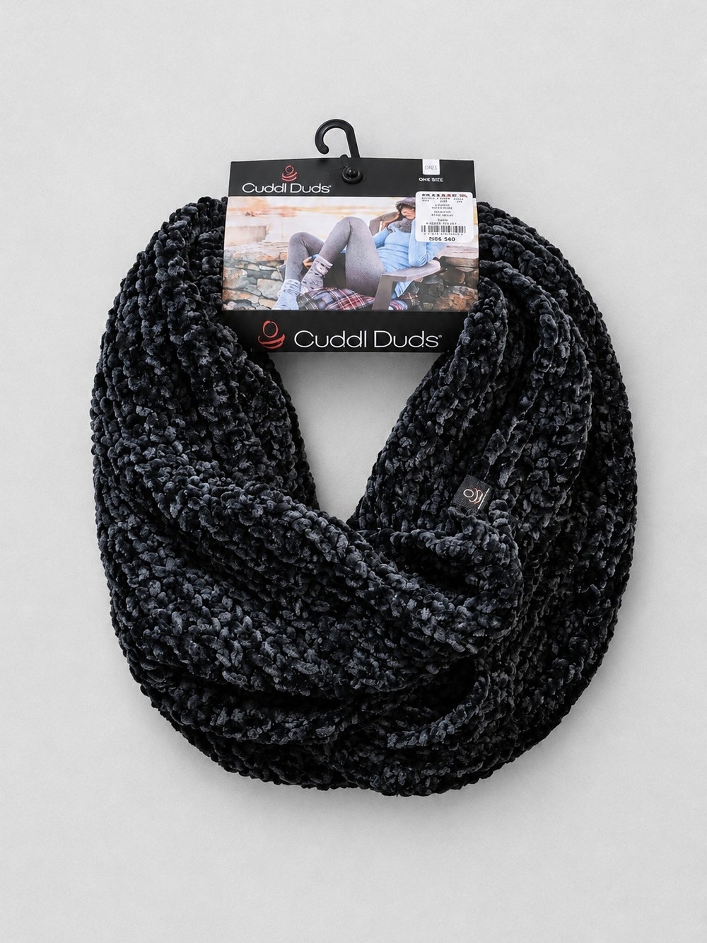 Cuddl Duds Plush Black Infinity Scarf NEW